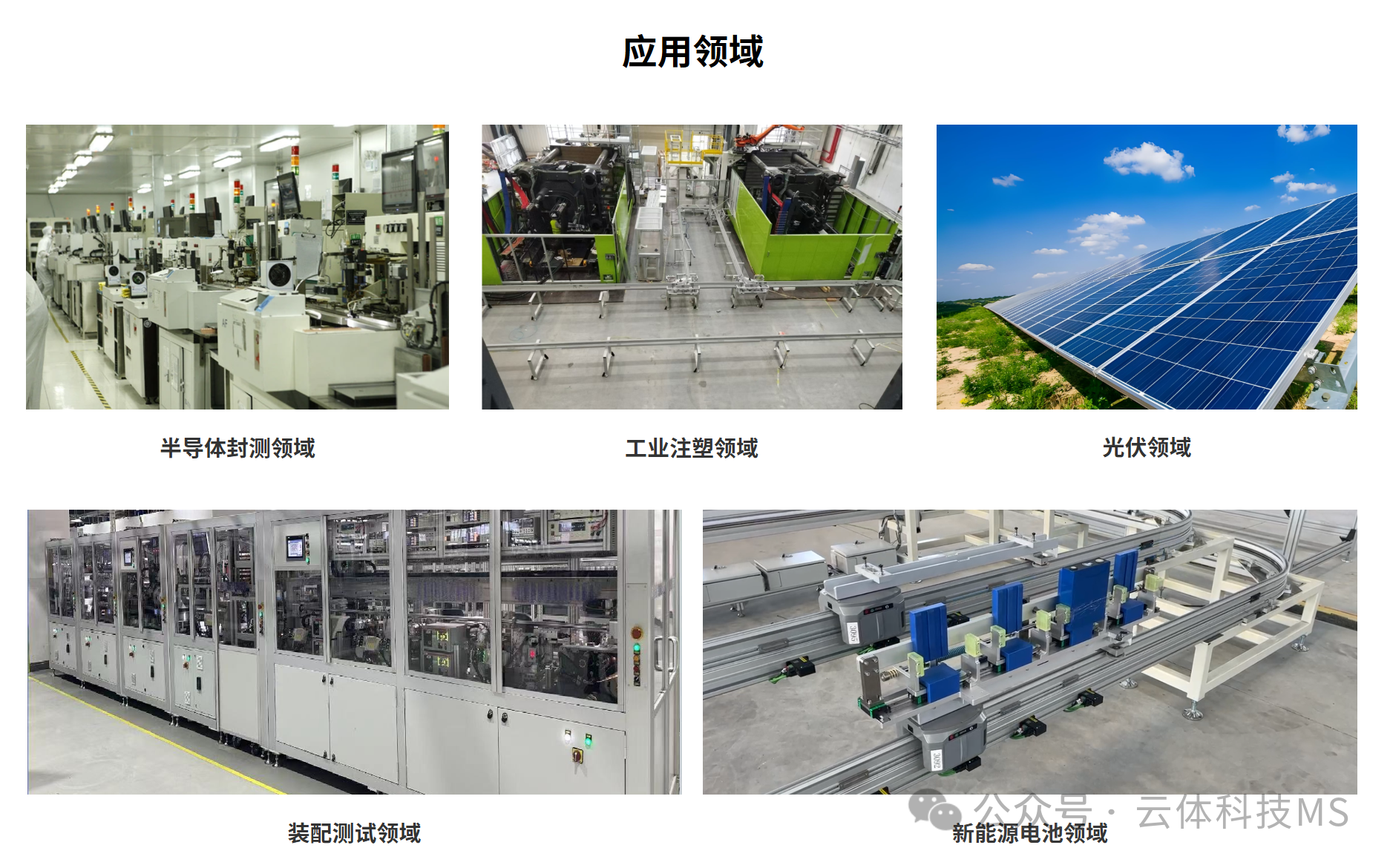 应用于五大高端制造领域:半导体封测、工业注塑、光伏、装配测试、新能源电池产线实景图